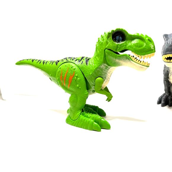 Zuru Robo Alive Walking and Growling T-rex Pair Green Gray TESTED - Picture 2 of 7
